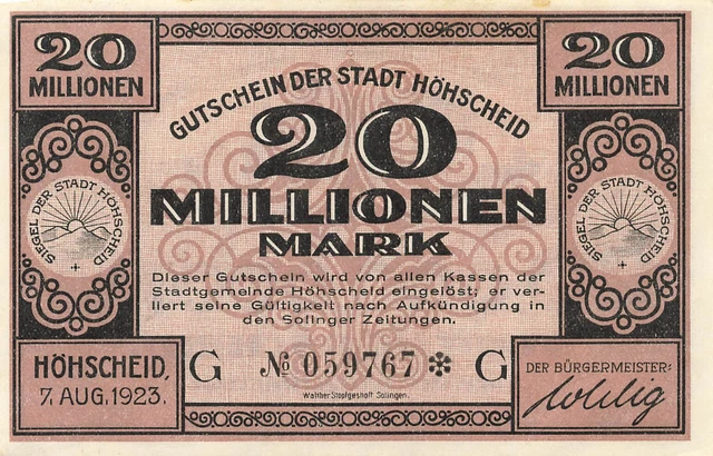 Höhscheid - City - 20 Million Mark - Bst. G