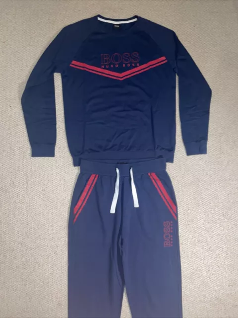 Navy and red hugo boss tracksuit clearance