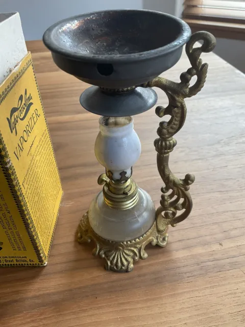 ANTIQUE 1800s Vintage Vapo Cresolene Vaporizer oil lamp with box