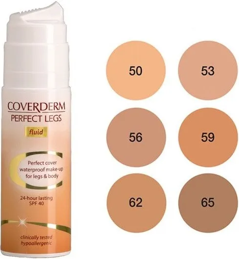 Coverderm Perfect Legs Fluid Waterproof Make Up For Legs Body Spf 40 In 6 Shades