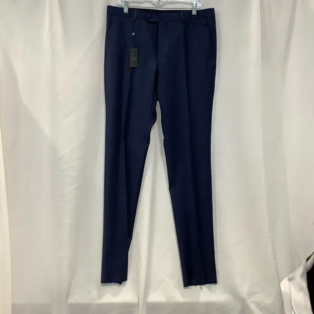 John Varvatos Mens Street Signature Tailored Pockets Navy Blue Dress Pant Sz 34