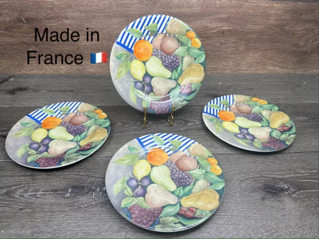 GIEN La Ronde Des Fruits 8.5” Salad Plates FRANCE ~set Of 4