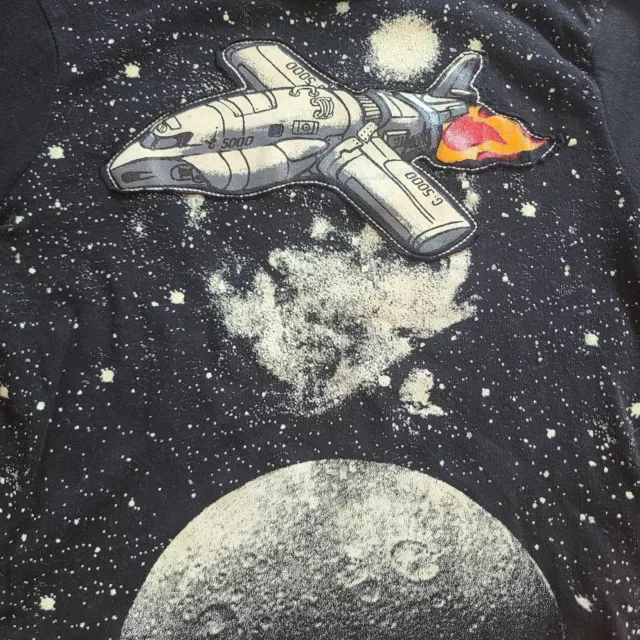 Baby Gap Shirt Youth 3 Thermal Hooded Layer Black Gray Space Astronaut Tee 3