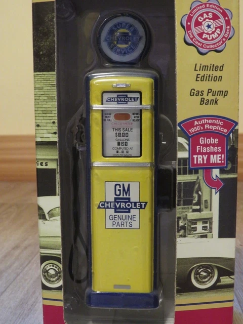 Chevrolet 1950s replica diecast gas pump bank in box limited edition yellow