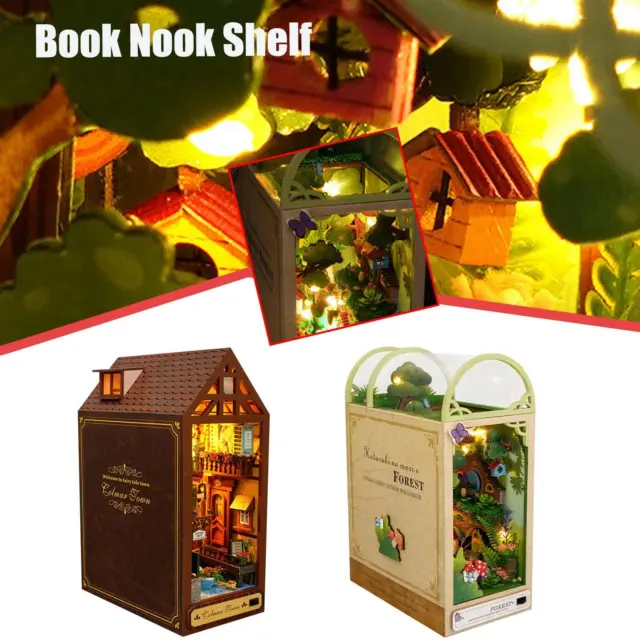 Maquette en bois - Book Nook avec LED