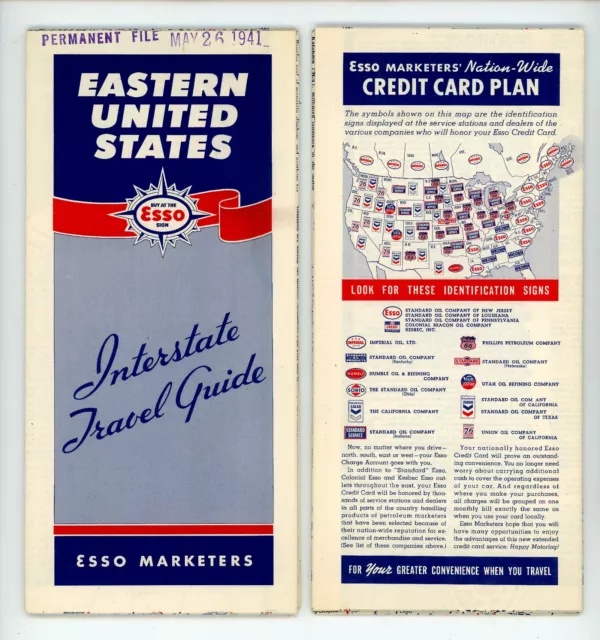 Vintage 1941 Eastern United States Road Map – Standard Oil (Esso Marketers)