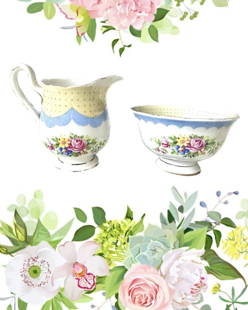 Vintage PRUDENCE by ROYAL ALBERT Crown China Mini Creamer & Sugar Bowl England