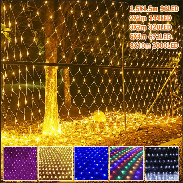 LED Lichternetz 3x2m 6x4m Weihnachten Lichtervorhang Lichterkette