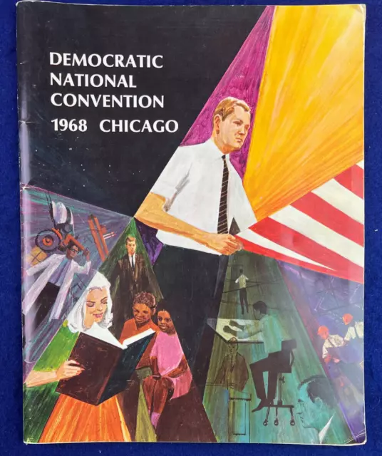 1968 Chicago Democratic Convention Program Large Color Photo Chicago LBJ Vintage