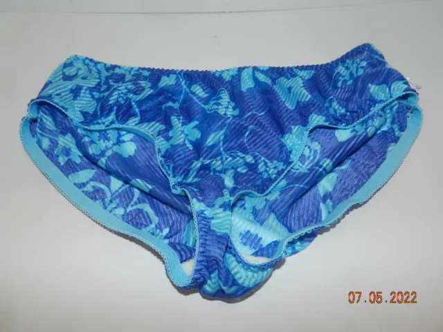 unbranded panties sheer stripes blue floral M bikini sexy