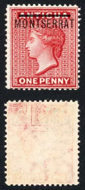 Montserrat SG1 1d Red Very Fresh Wmk CC M/M (offset on reverse) Cat 35 pounds