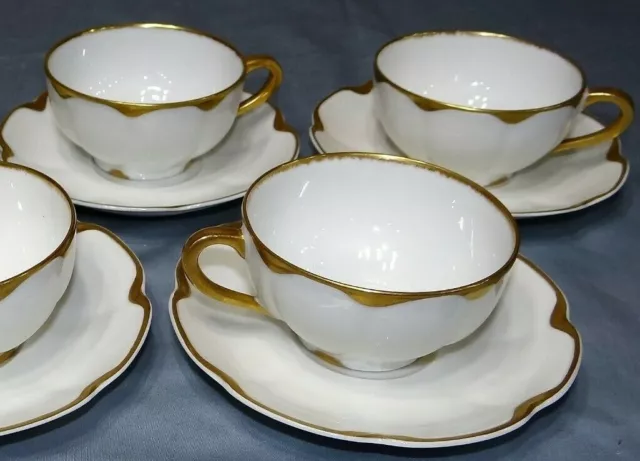 Haviland Limoges SILVER ANNIVERSARY Cups & Saucers Set of 3 Schleiger 822a