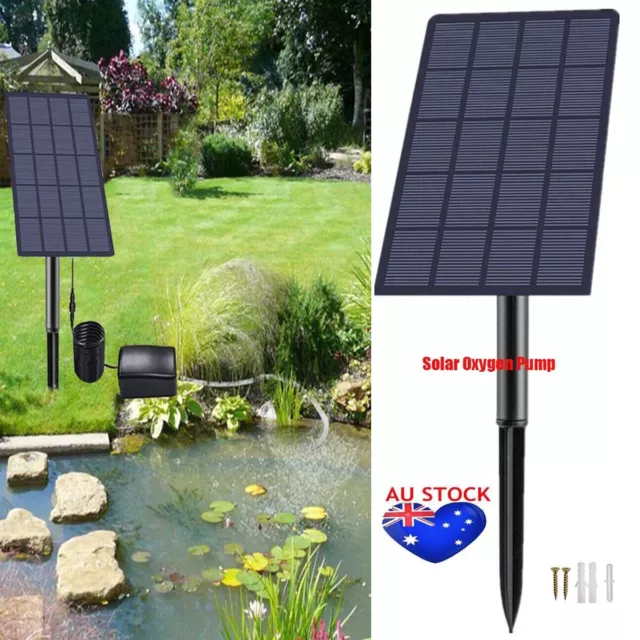 Solar Powered Oxygenator Air Pump Kit Oxygen Aerator For Fish Pond Pool Water