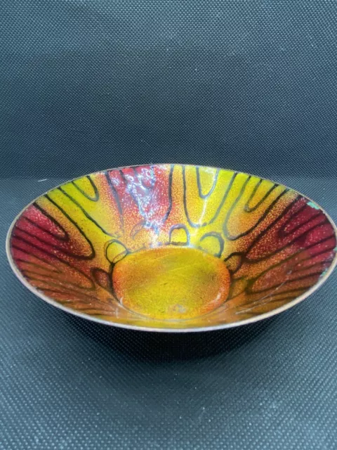 Unique Handcrafted Art Piece Copper Enamelled Decorative Wide Opening  Bowl