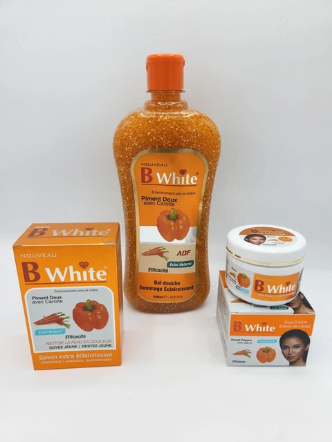Crème Visage éclaircissante B WHITE 500ml - Avec Carotte Et Aloe Vera, Pour Tous Types De Peau