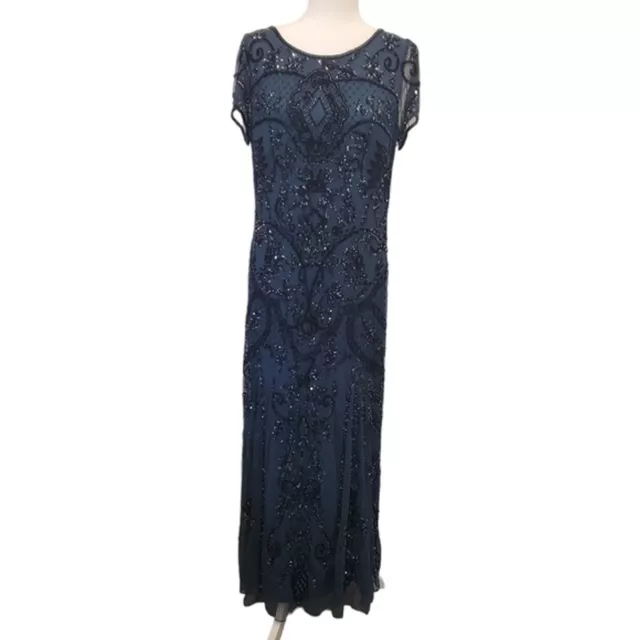 NWT Pisarro Nights Size 12 Embellished Beaded Mesh Gown Dress