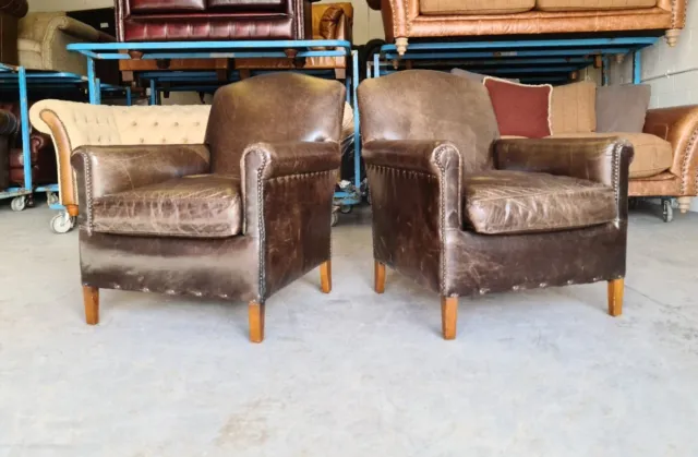 752. Superb Pair Of Leather Chesterfield Armchairs Delivery Avail 🚚 🇬🇧