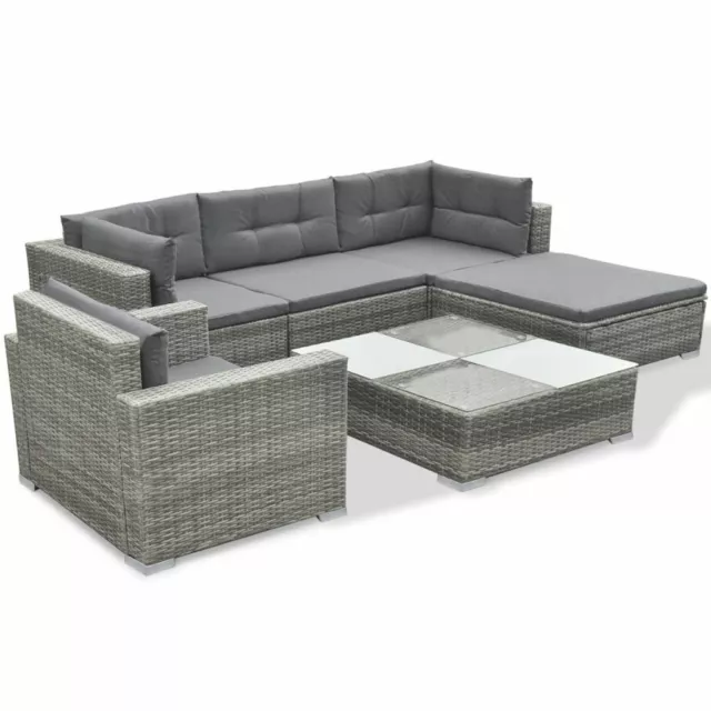 vidaXL Loungeset Poly Rattan Grijs 17-delig Tuinset Tuin Meubel Buitenset Set 3