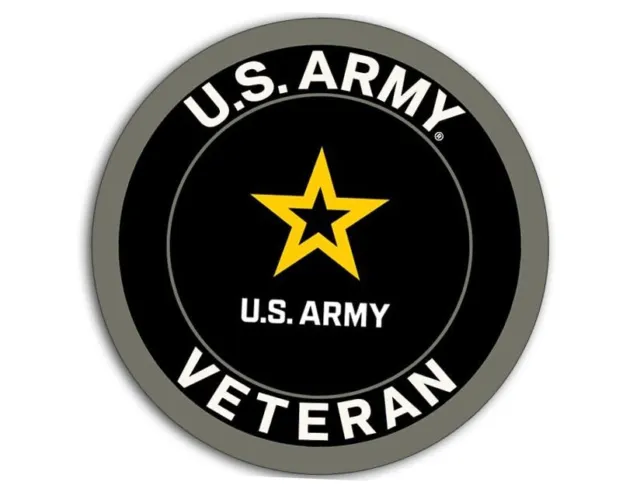 Round U.S Army Veteran Sticker (United States Army Logo, Soldier Vinyl Decal