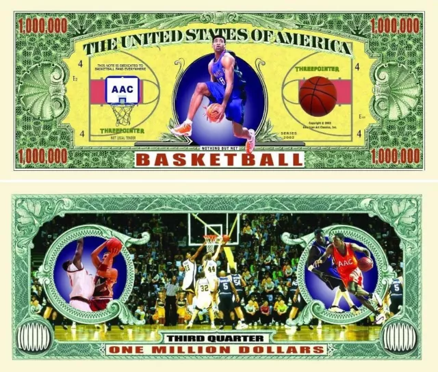 Pack of 50 -Basketball One Million Dollar Bill Collectible Novelty Dollar Bill