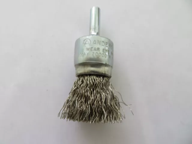Anderson 3/4" Crimped Wire End Brush .0104" Stainless Steel 07081 USA