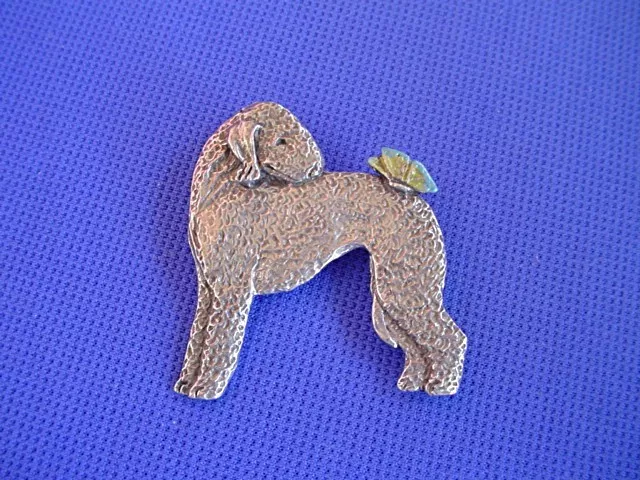 Pewter Bedlington Terrier and Butterfly pin #90B Dog Jewelry by Cindy A. Conter