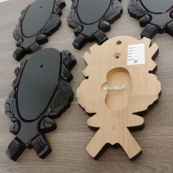 10 Pieza Escudo de Trofeo Tallado Placa Ciervo Corzo Oscuro Con 1 Kieferfach 2