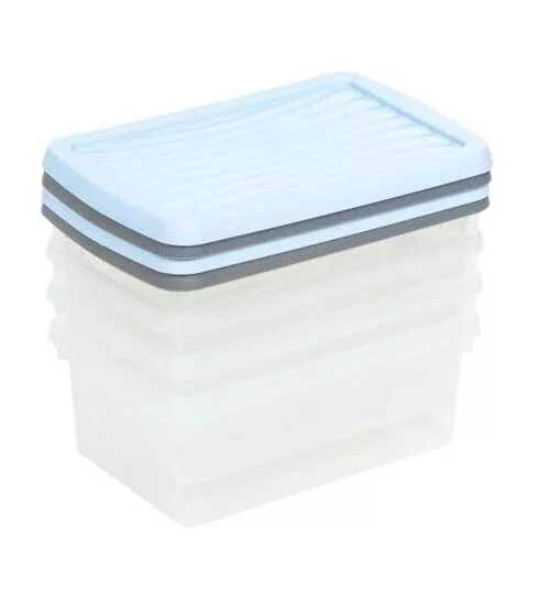 Wham Handy Storgae Stackable Box with Lids - Set of 4 - 3.5L - Assorted Colours