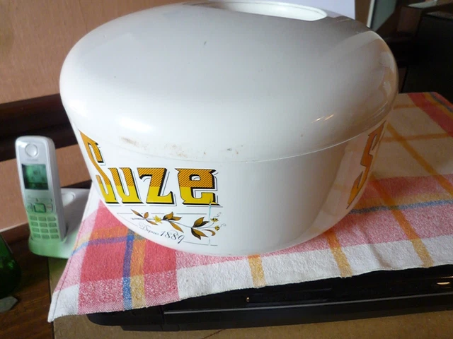 RARE Seau à glaçons en plastique jaune Suze en forme de