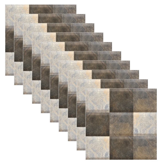 Autocollants Pour Carrelage - NAIZY - Lot De 10 - PVC - 30 X 30 Cm - Bleu Marbre - Intérieur