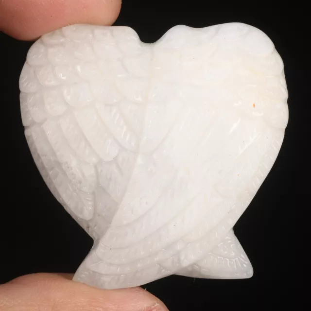 Colgante curativo de alas de ángel tallado a mano de jade blanco natural de 1,5" #38A12