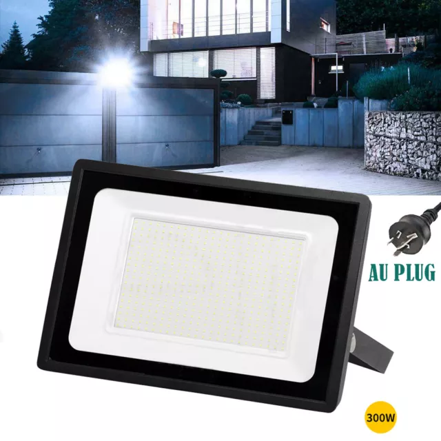 300W LED Floodlights Cool White IP66 Security Light AU Plug Outdoor Flood Lights