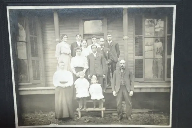 Antique Late 1800'S Early 1900'S Shaffer Family Photo On Front Porch 5X4