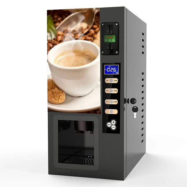 Commercial Fully Automatic Self Coin 3 Flavor Instant Coffee Vending Machine US