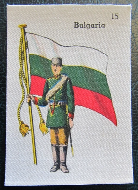 Cigarette Silks Card Bulgaria military La Favorita Soldiers Flag ORIGINAL BACK