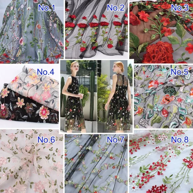 Embroidery Net Yarn Fabric Flower Lace Mesh Apparel DIY Sewing Dress BY YARD