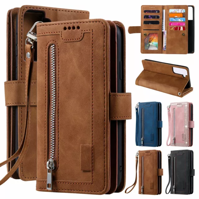 Zipper Leather Wallet Case For Samsung Galaxy S24 S23 Ultra Plus S22 S21+ S20 FE