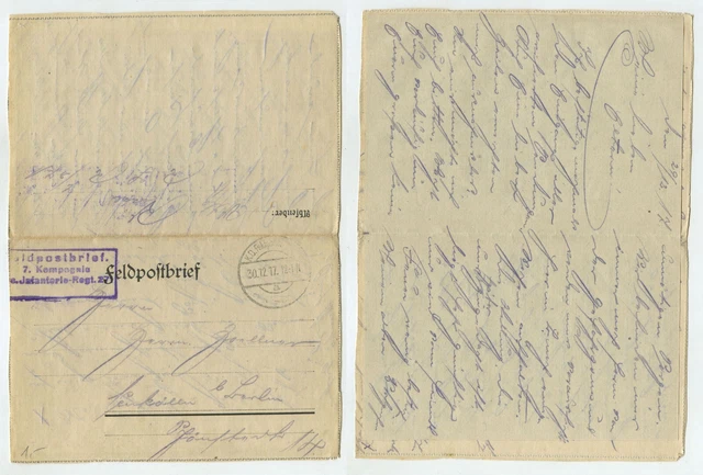 97651 - Feldpostbrief - 30.7.1917 nach Neukölln b. Berlin