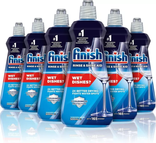 Finish Dishwashing Rinse Aid Regular Liquid 500Ml Pack of 6-Free shipping Au