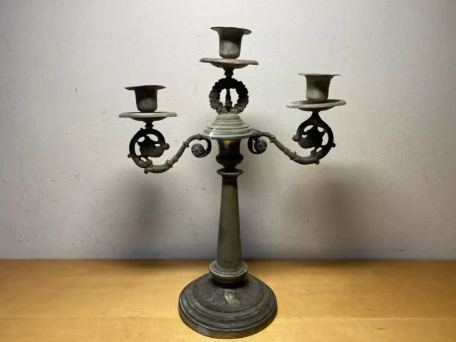 Antique metal CHANDELIER  CANDELABRO Antiguo de metal - For three candles