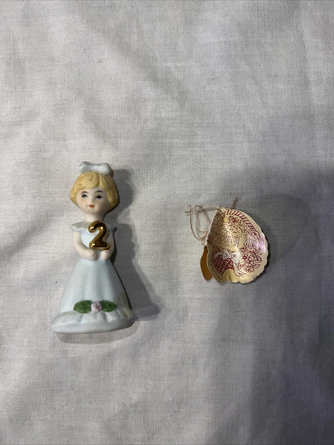 VTG Growing Up Birthday Girls-Enesco Blonde Porcelain Figurine, Age 2