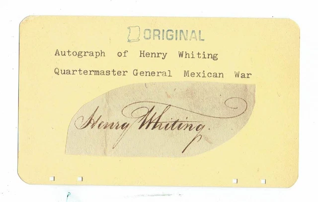 Henry Whiting, Brevet Brigadier General Of The Mexican War Cut Signature