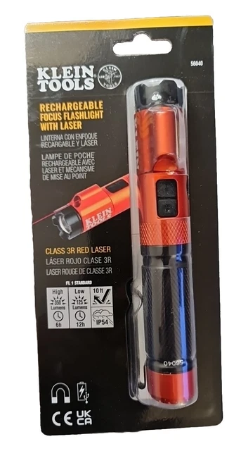 *BRAND NEW* - Klein Tools 56040 Rechargeable Focus Flashlight With Laser-Orange