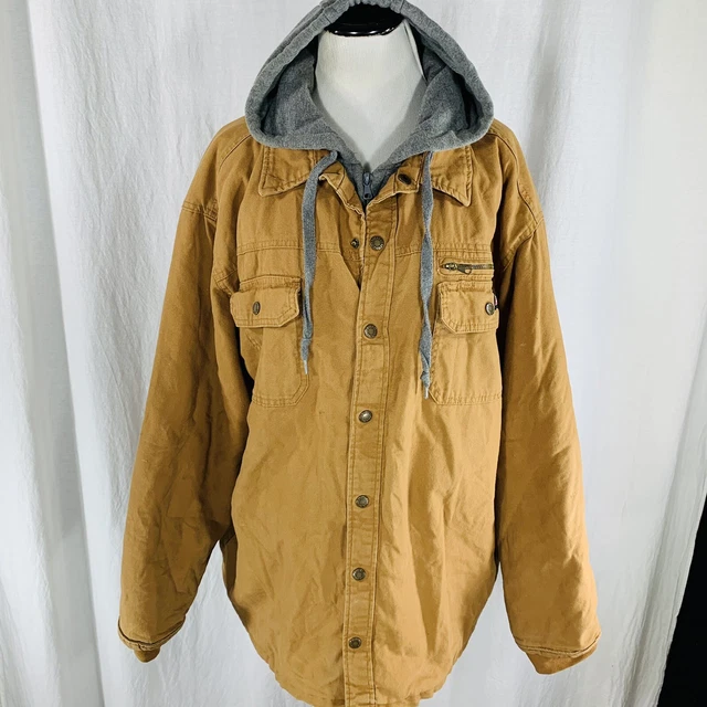 Dickies Brown Canvas Hooded Utility Jacket Quilted Lined Vintage Y2K Size XL