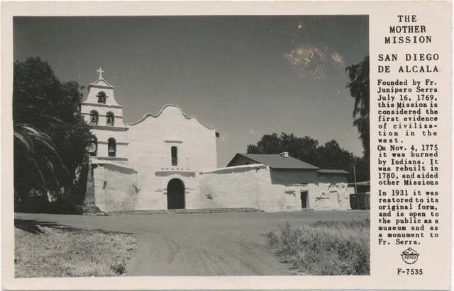RPPC The Mother Mission San Diego De Alcala California Real Photo Postcard