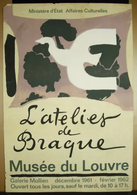 Cartel Original TALLER DE Georges Braque 1962 Galería Mollien Museo Del Louv