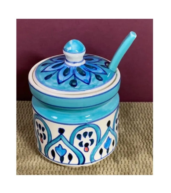 Handcrafted Indian Ceramic Condiment Pickle Jar Or Whatever You Want It For