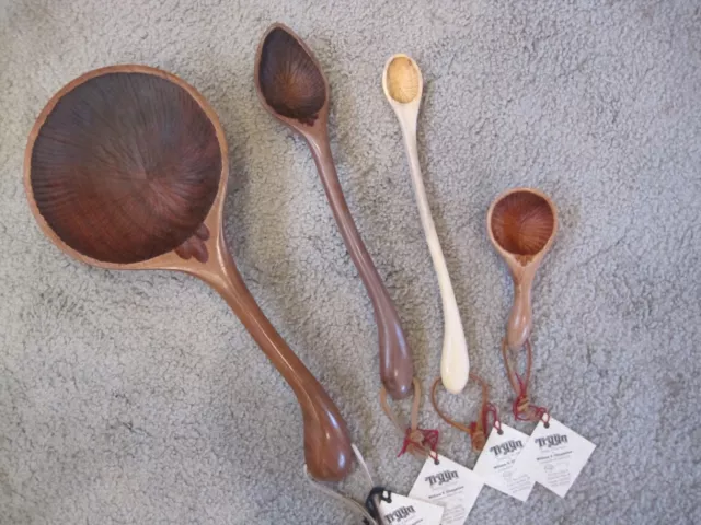 Giant Hand Carved Wooden Kettle Spoon In Rich Black Walnut - 6.5" Diameter