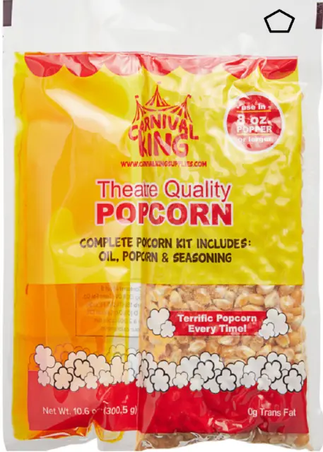 8 oz. Poppers - 24/Case Mega Pop Popcorn Kit Kernels and Flavoring Food New**