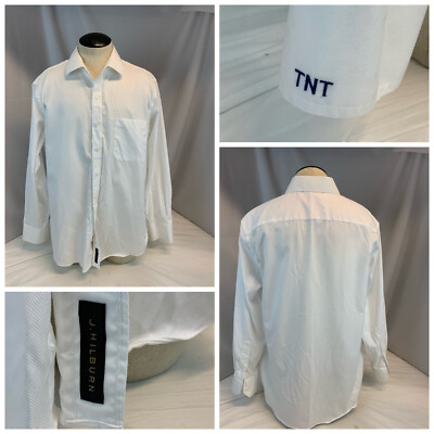 J Hilburn Dress Shirt 17 33 White Reg 100% Cotton 